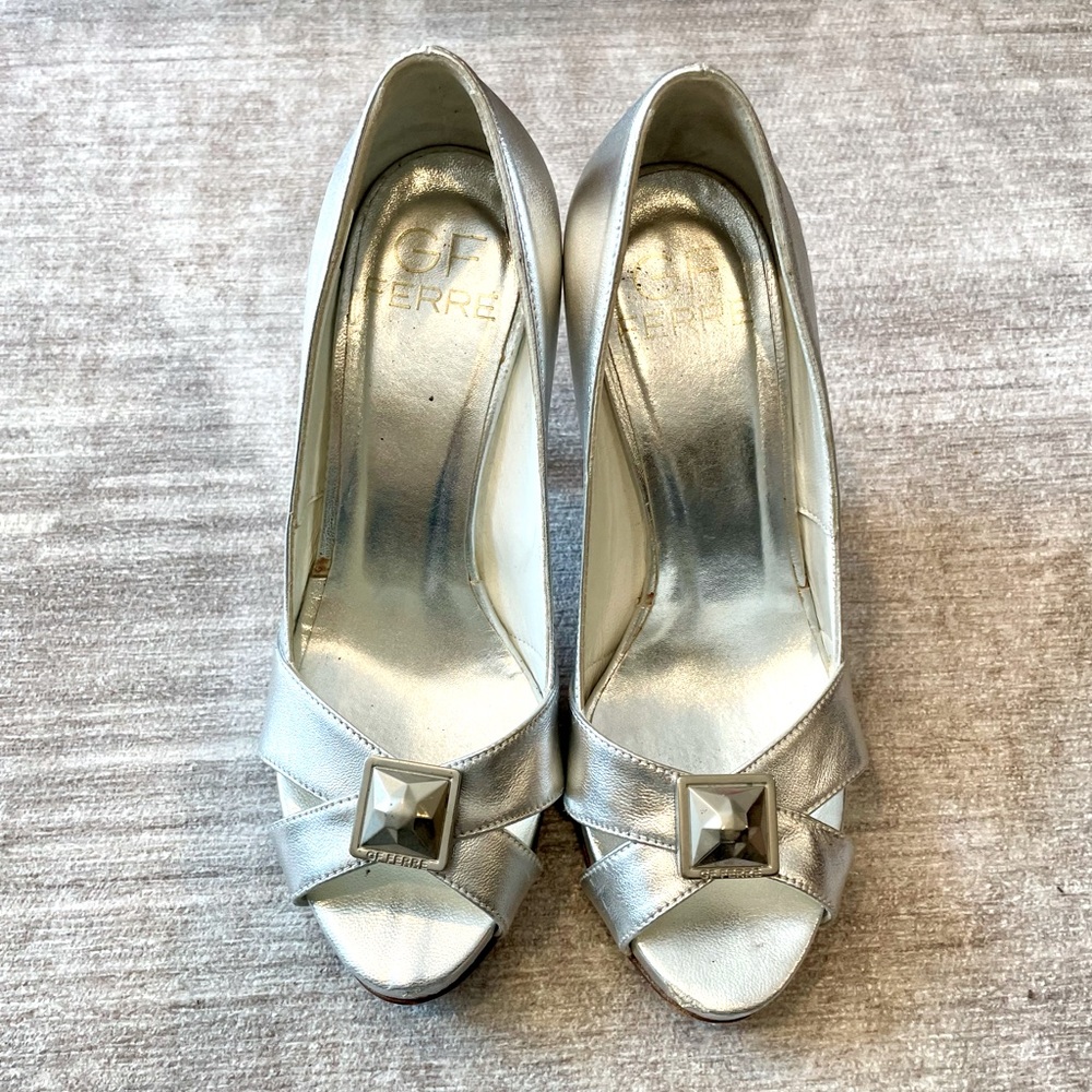 Gianfranco Ferre silver platform heels